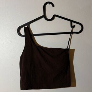 Lululemon Ribbed Nulu Asymmetrical Yoga Top - Espresso